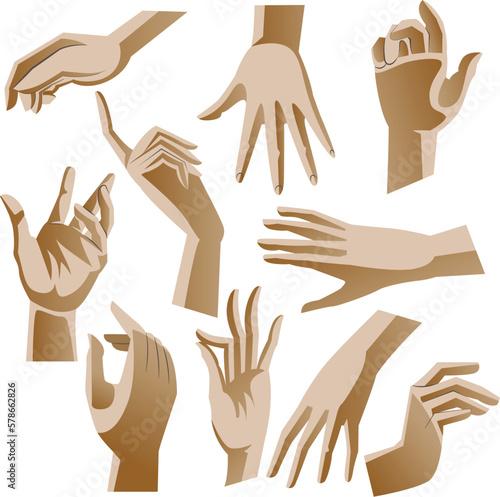 your hands in a complicated pattern. Set hands. Vector protecting hands set icon. Cupped hands
