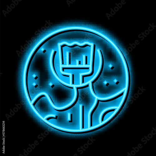 staining hardwood floor neon glow icon illustration
