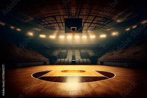 Illuminated Basketball Stadium Interior