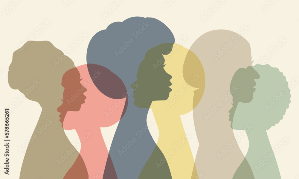 silhouettes of different  women, diversity concept