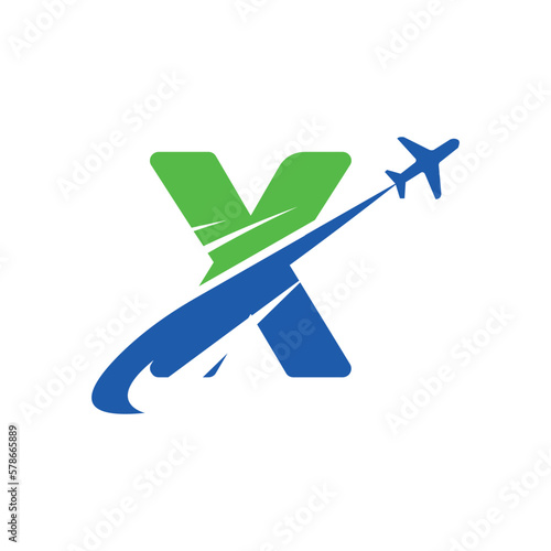 Letter X tour and travel logo design vector