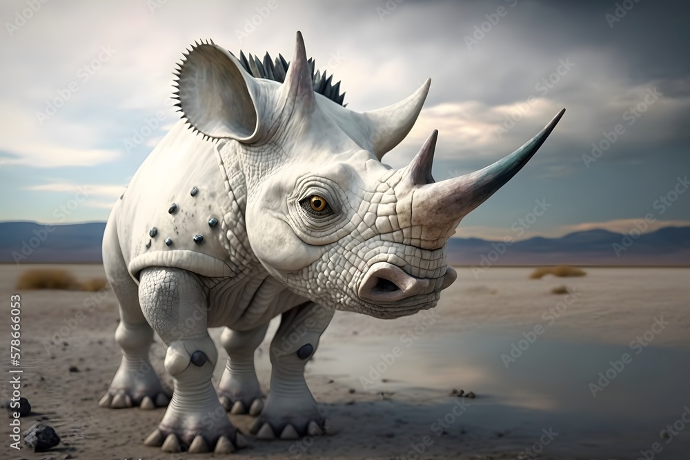 Fototapeta premium triceratops dinosaur created using AI Generative Technology