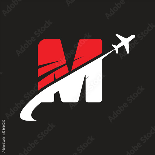 Letter M tour and travel logo design vector
