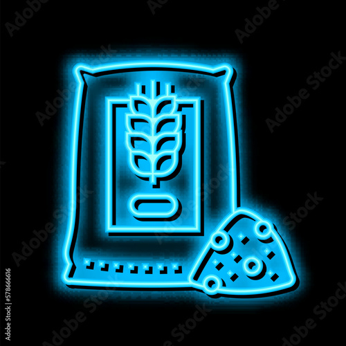 whole grain flour packaging neon glow icon illustration