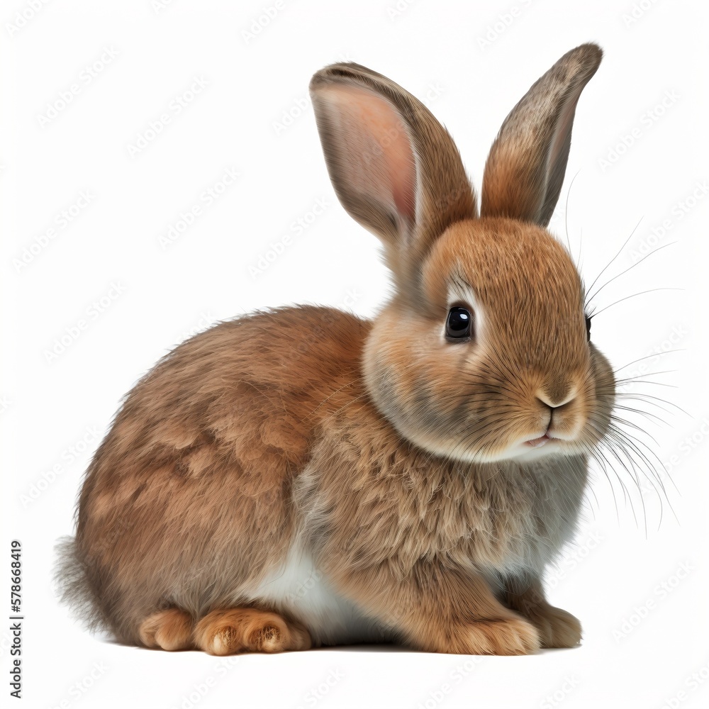 Cute little bunny, laying down. Looking curious towards camera