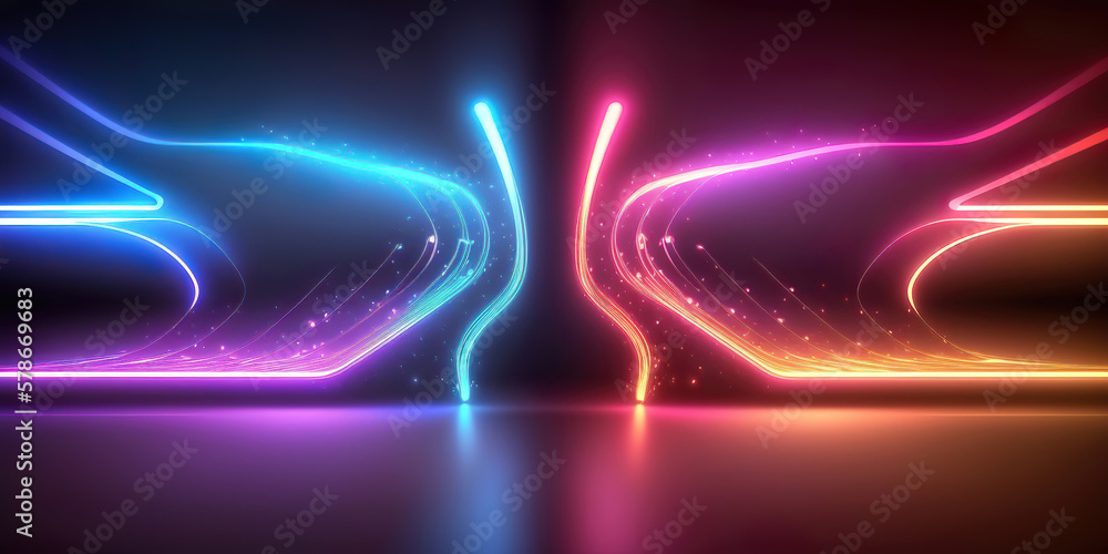 abstract background with glowing neon lines, generative ai abstract background with glowing neon lines, generative ai