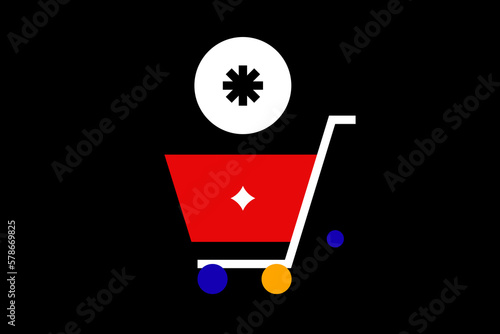 Bauhaus  online shopping vector illustration  in flat style design. Geometric, colorful store icon for website,app,ui ux,web design,business,marketing,landing,web development concept
