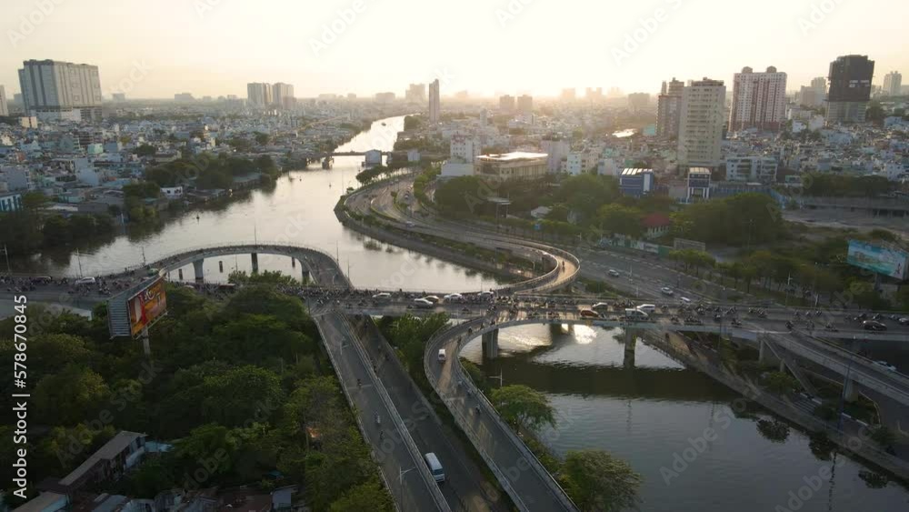 The road by the river in the sunset afternoon in Ho Chi Minh city The road by the river in the sunset afternoon in Ho Chi Minh city