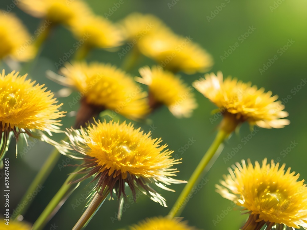 Photorealistic close up image of dandelions Photorealistic close up image of dandelions