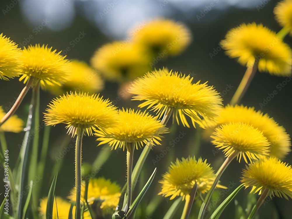 Photorealistic close up image of dandelions Photorealistic close up image of dandelions