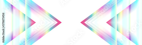Holographic arrows geometric abstract tech background. Vector art colorful banner design