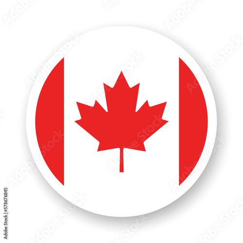 Flag of Canada flat icon. Round vector element with shadow underneath. Best for mobile apps, UI and web design.