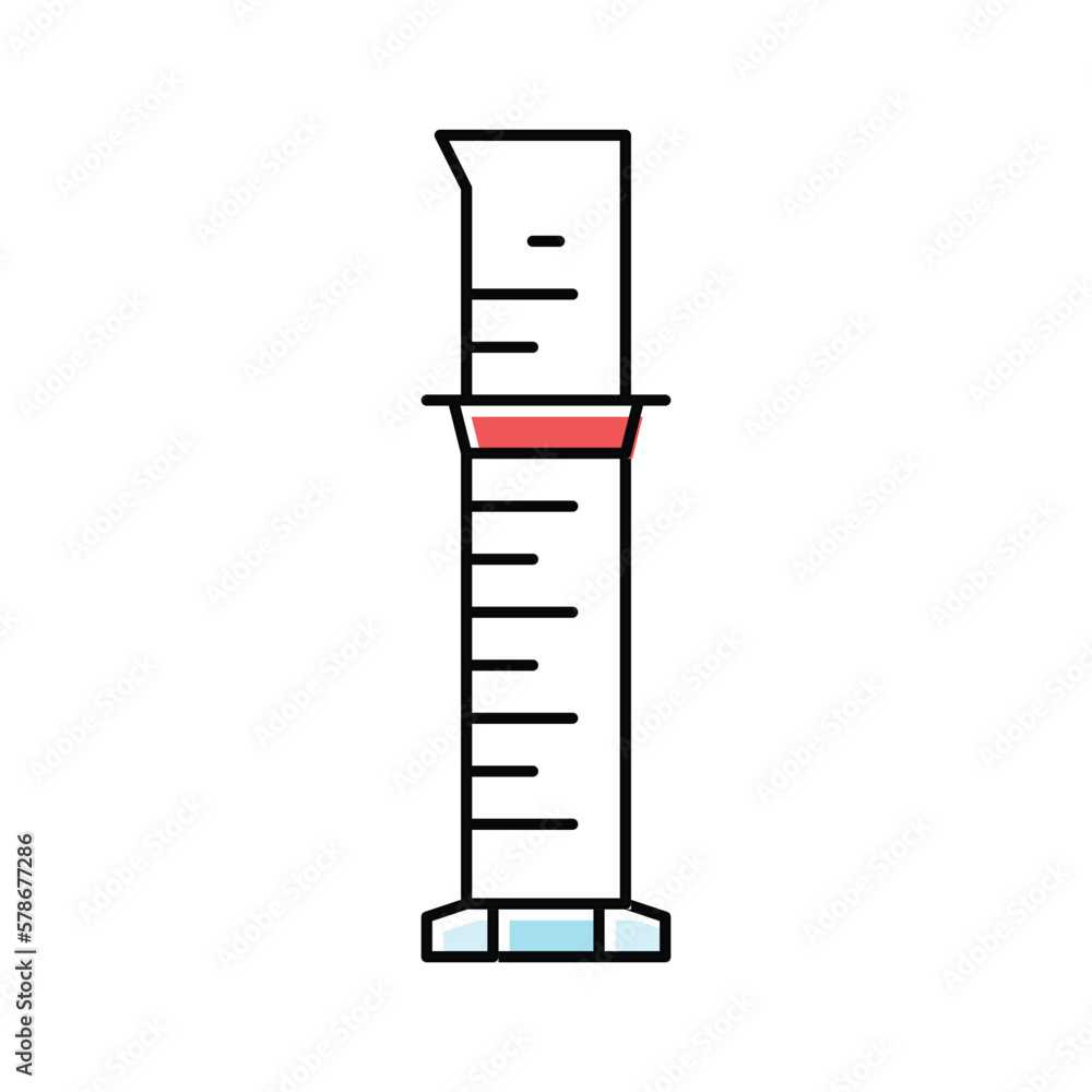 graduated cylinder chemical glassware lab color icon vector illustration