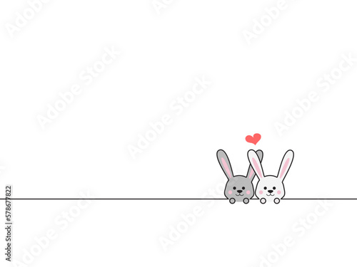 simple funny bunny with continuous lines art seamless pattern for special moment like easter's day, valentines' day, wallpaper, pattern, banner, label, texture vector design