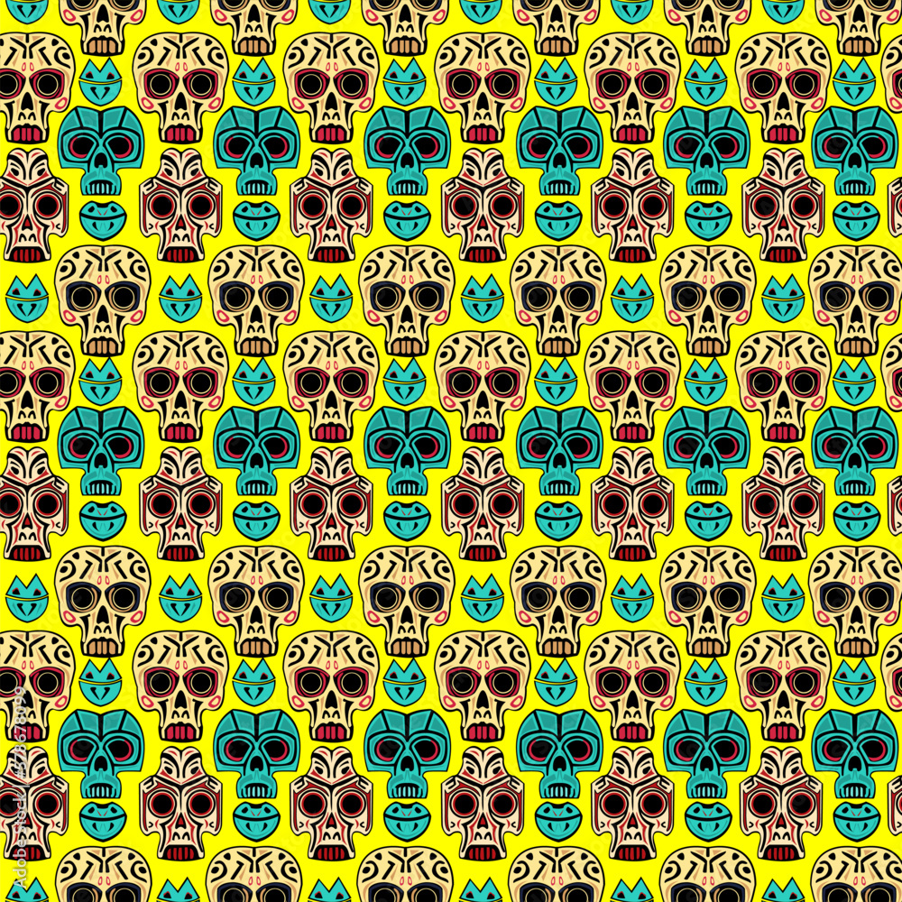 Vector seamless pattern, with skull Vector seamless pattern, with skull