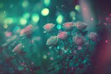 Retro blurry roses created with Generative AI 