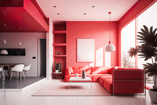 beautiful contemporary bright light modern living room interior, generative ai © Gbor