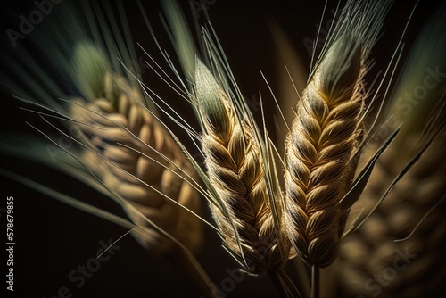 Triticale plants in close-up vertical shot Generative AI photo