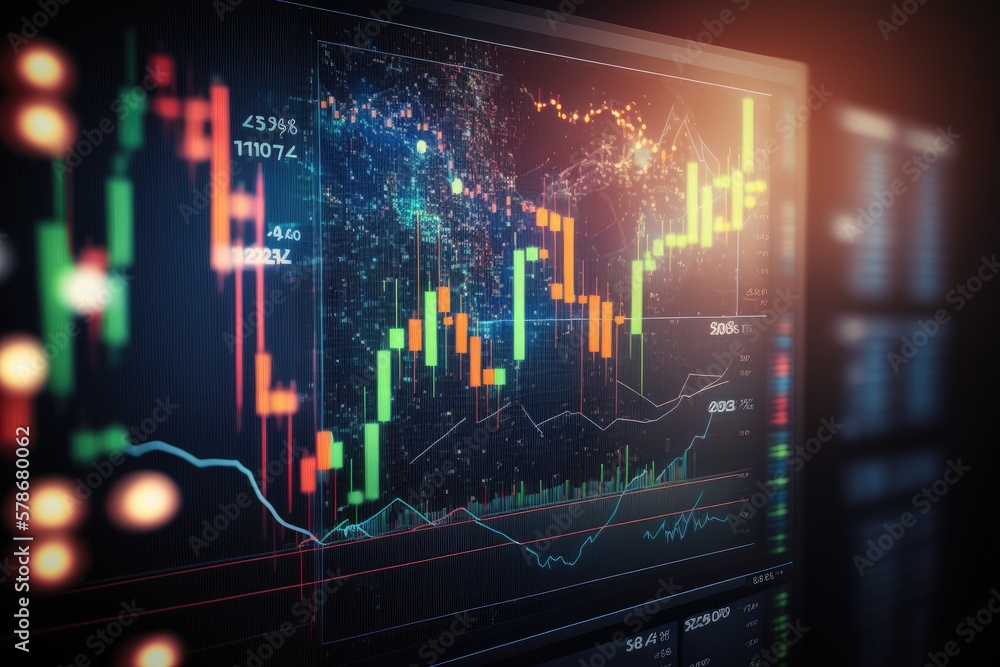 Analytics data visualization, financial schedule. Finance graph with details. Ai generative. Analytics data visualization, financial schedule. Finance graph with details. Ai generative.