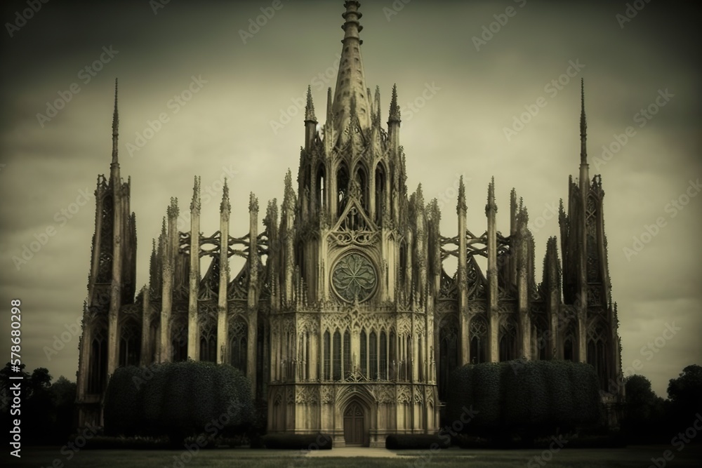 Dark mysterious Cathedral created with Generative AI 