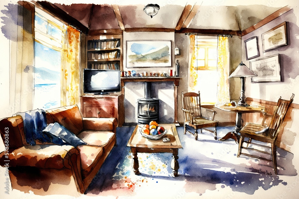 Cozy room created with Generative AI Cozy room created with Generative AI