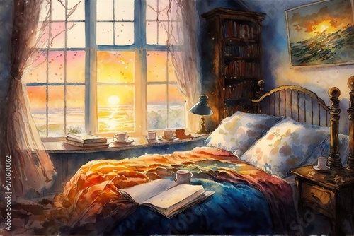 Cozy room created with Generative AI 