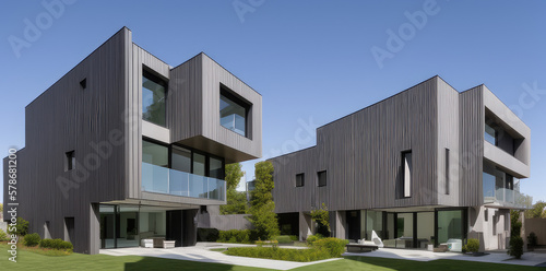 3D Render Modern Architecture with Cool Windows © PNG Pure Shots