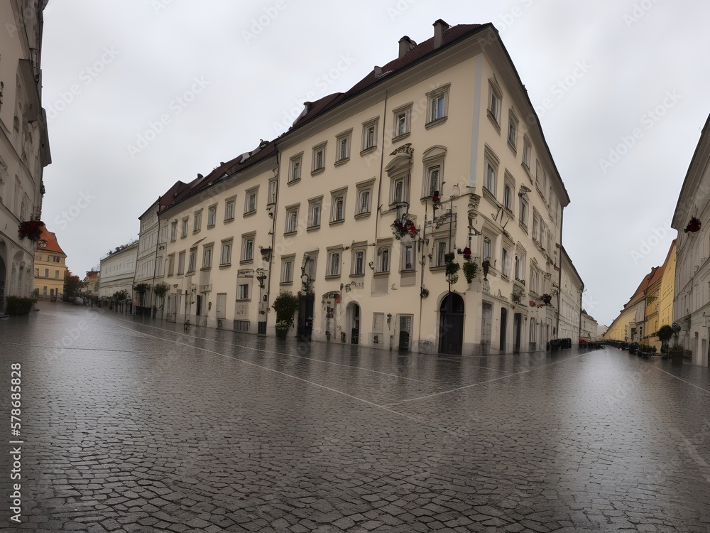 road bratislava historic center mood rainy