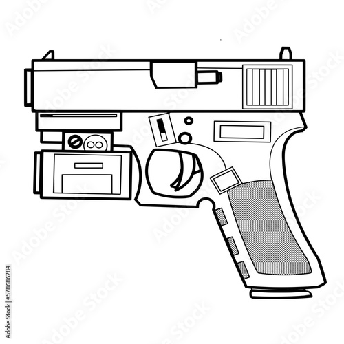 hand gun outline illustration 