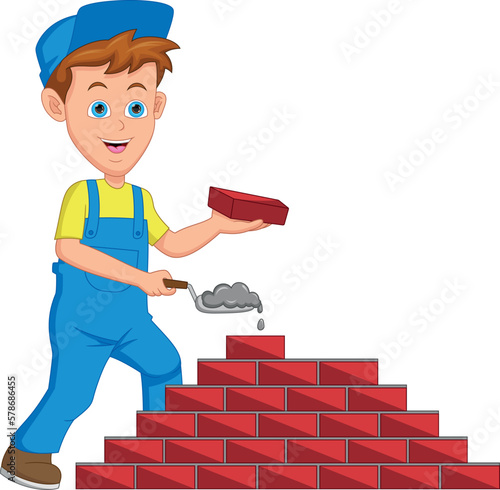 boy bricklayer cartoon