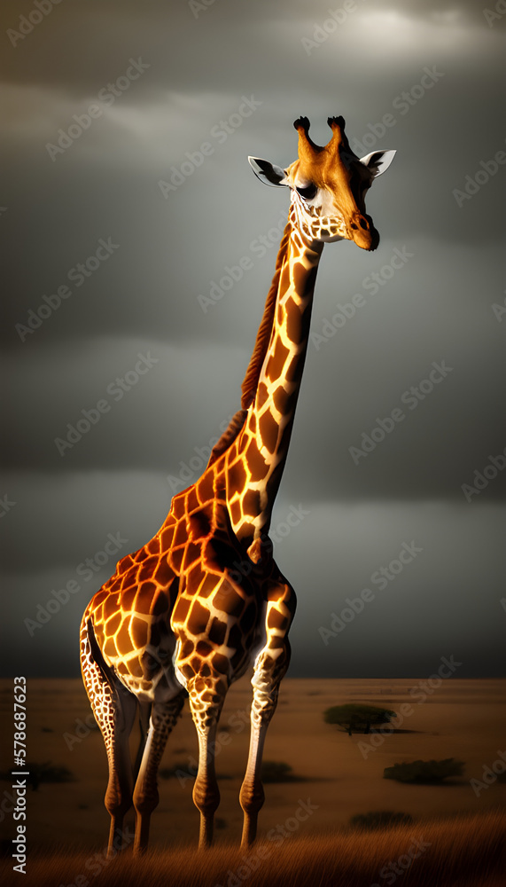 AI Digital Illustration Giraffe Portrait