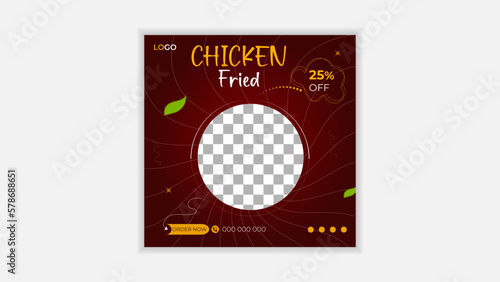 Modern social media post design vector template, Suitable for Social Media Post Restaurant, instagram post banner, square size.
