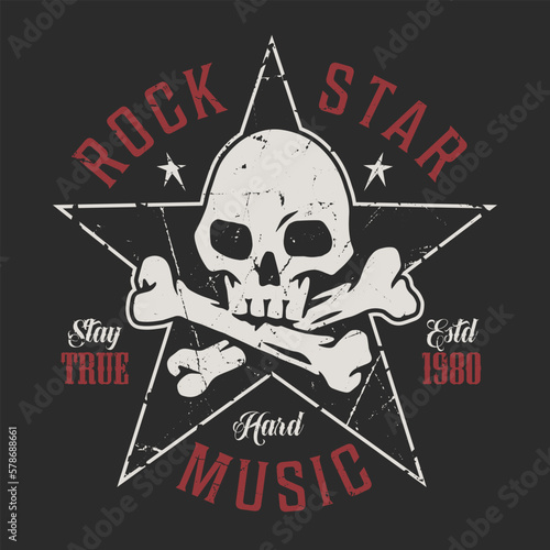 Skull rock star colorful poster