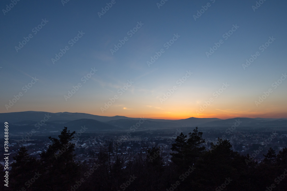 sunset over the mountains in poland sunset over the mountains in poland