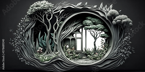 A Mystical and intricate pattern adorns the wall of the room, captivating the eye with its intricate design. - generative ai