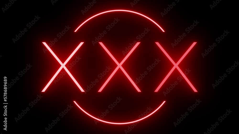 Flickering red retro neon sign glowing against a black background Flickering red retro neon sign glowing against a black background