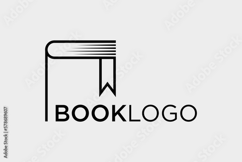open book logo in linear style design for bookstore, book company, publisher, encyclopedia, library, education logo concept