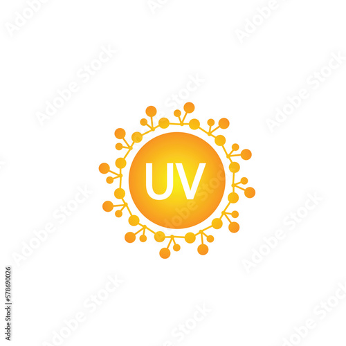 uv protection logo and icon vector, ultraviolet with reflection around the circle