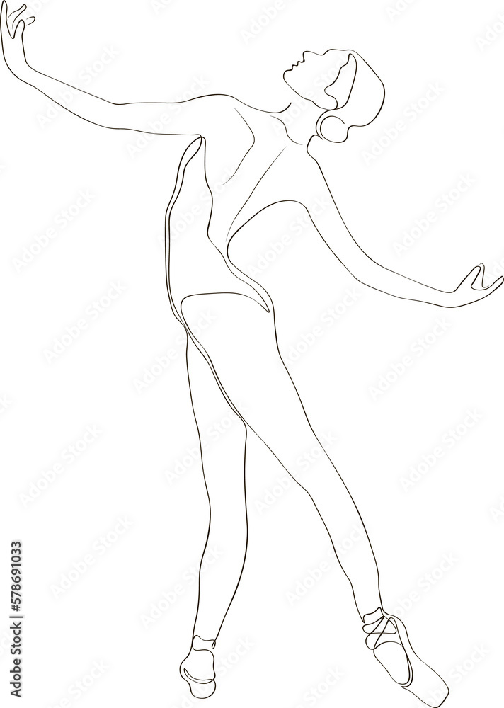 continuous line drawing of professional ballerina dancer continuous line drawing of professional ballerina dancer