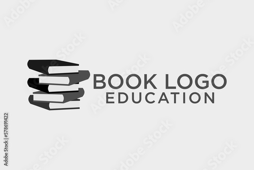 open book logo in linear style design for bookstore, book company, publisher, encyclopedia, library, education logo concept