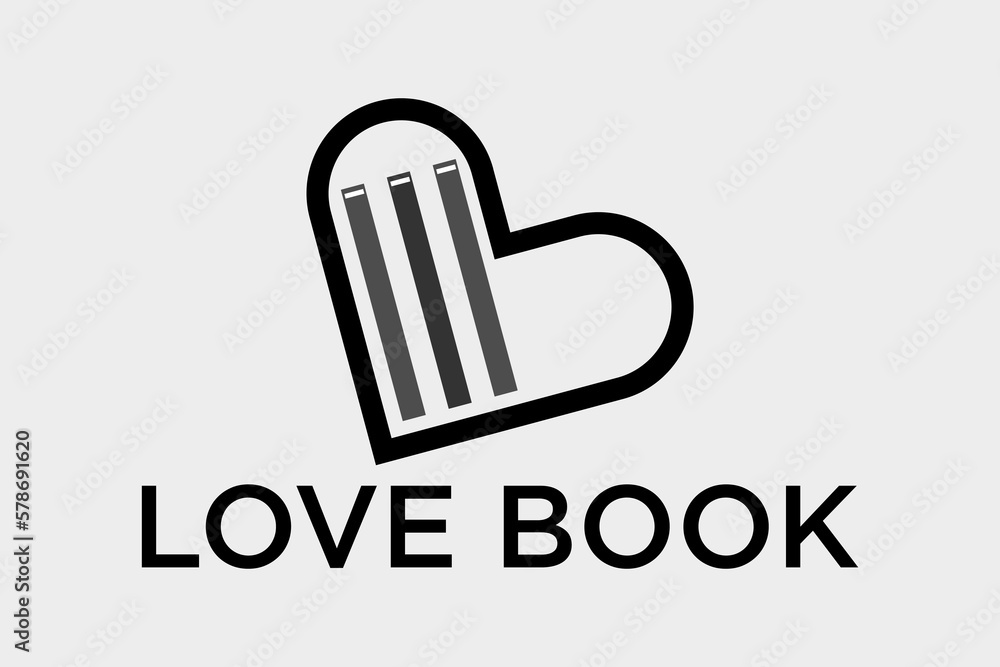 Book Logo Education Symbol. Blue Geometric Linear Rounded Style Heart