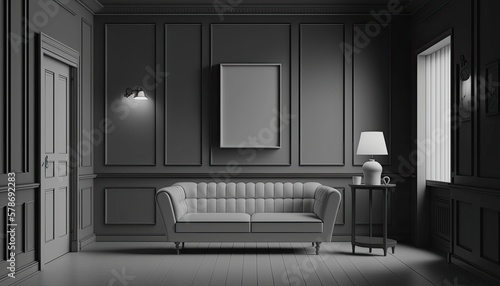 Living room interior background, created with Generative AI technology. © PimPhoto