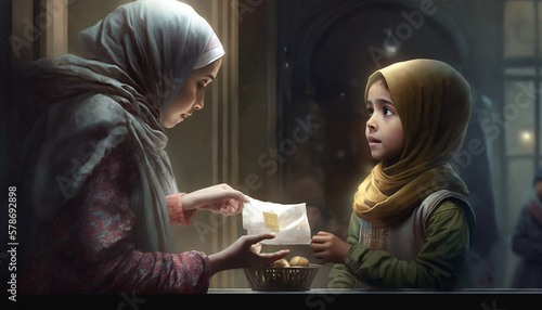 Generative Ai. Ramadan Zakat Concept photo