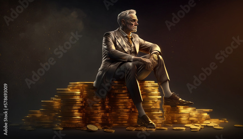 Generative Ai. Sitting on wealth. Business concept v2