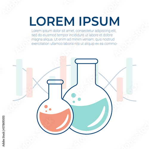 Chemical experience in the laboratory. Scientific experiment, research. Flat vector illustration
