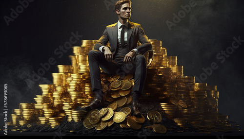 Generative Ai. Sitting on wealth. Business concept photo
