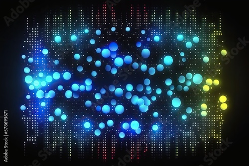 Wallpaper Mural blue spectrum, abstract background with luminous dots, pixels from a screen, neon lights, a digital world. Generative AI Torontodigital.ca