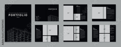 Architecture portfolio template design, architectural portfolio layout, print ready a4 size, template eps 10.
