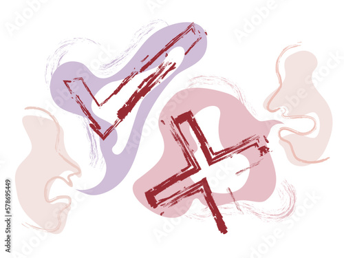 Roughness A004_quarrel with cross and tick frame shows the right and wrong situation vector illustration graphic EPS 10