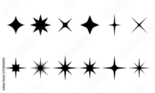 Set of star characters. Collection of pictures of twinkling stars. Star sparkles  shine. Christmas vector symbols isolated. Vector illustration set.